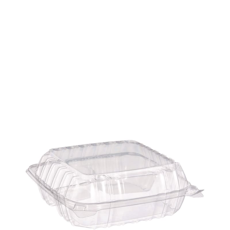 Dart C90PST3 Clearseal Hinged-Lid Plastic Containers, 8.25 X 8.25 X 3, Clear, Plastic, 125/Pack, 2 Packs/Carton