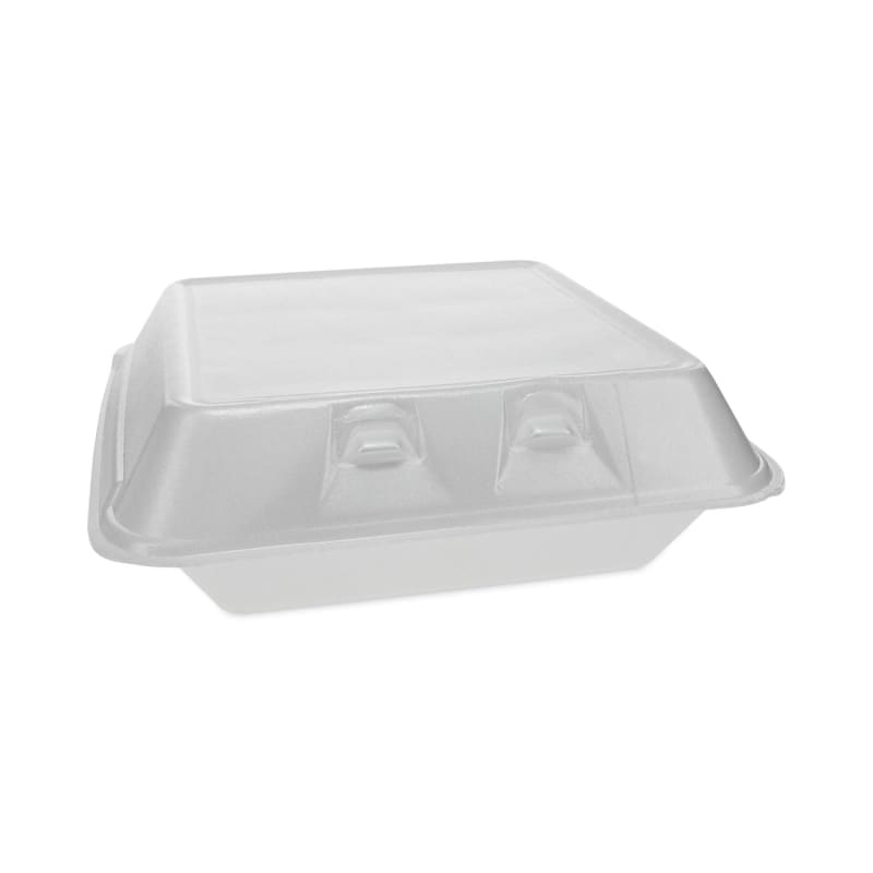Pactiv Evergreen YHLW09010000 Smartlock Foam Hinged Lid Container, Large, 9 X 9.13 X 3.25, White, 150/Carton