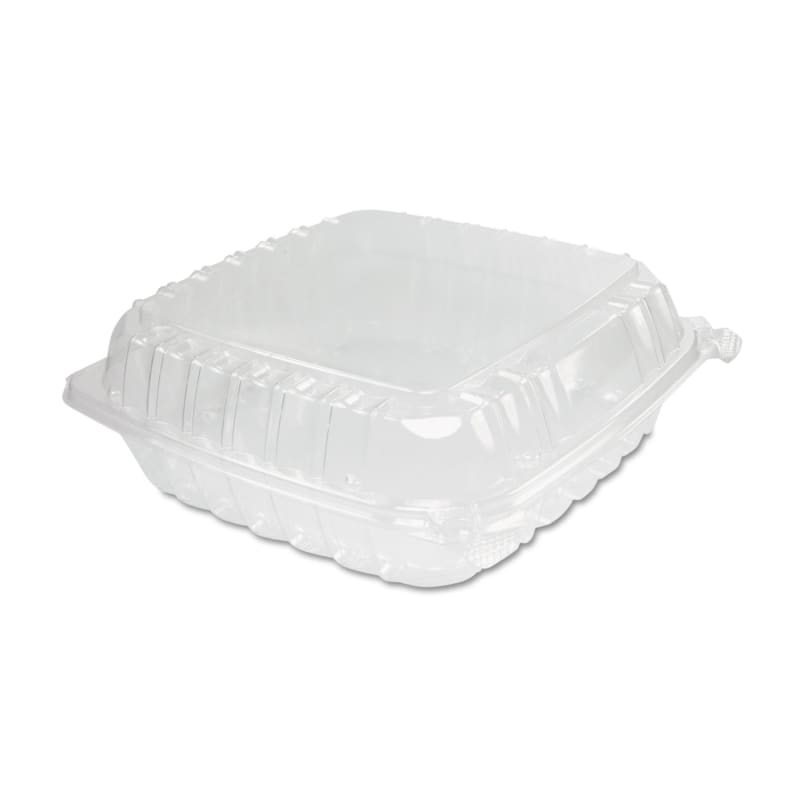 Dart C95PST1 Clearseal Hinged-Lid Plastic Containers, 9.3 X 8.8 X 3, Clear, Plastic, 100/Bag, 2 Bags/Carton