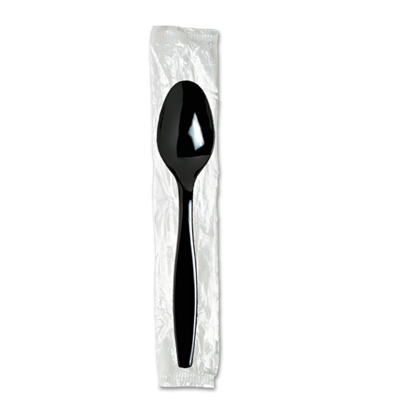 Dixie TH53C7 Individually Wrapped Heavyweight Teaspoons, Polystyrene, Black 1,000/Carton