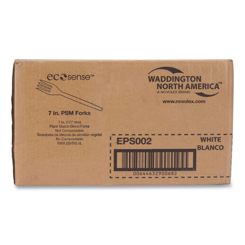 WNA EPS002 Ecosense Renewable Plant Starch Cutlery, Fork, 7", 50/Pack, 20 Packs/Carton