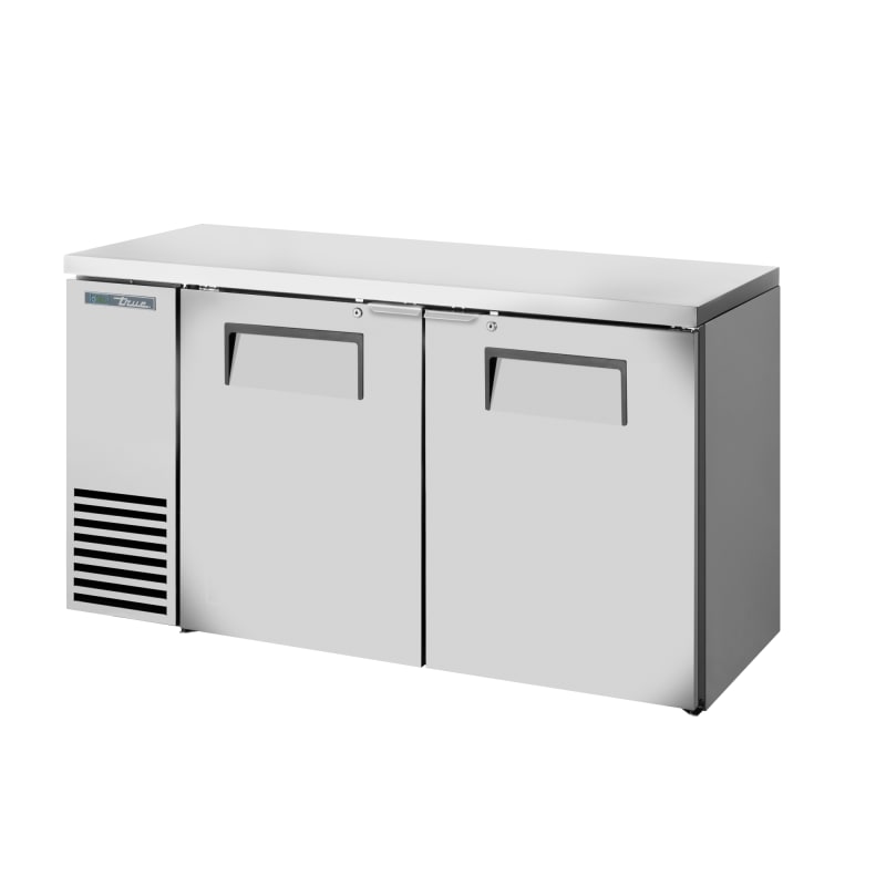 True TBB24-60-2S-Z1-SFT-S-1 60" Stainless Steel Back Bar Cooler with 2 Solid Swing Doors