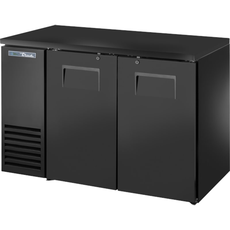 True TBB24-48-2S-Z1-BST-B-1 48" Black Back Bar Cooler with 2 Solid Swing Doors