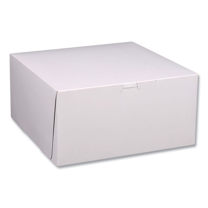 SCT 1589 White One-Piece Non-Window Bakery Boxes, Standard, 12 X 12 X 6, White/Kraft, Paper, 50/Bundle