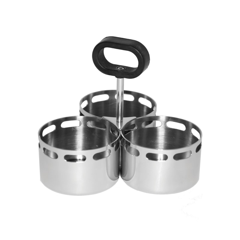 Service Ideas SB-72 Mod18 Snack and Condiment Caddies, Snack Bowl Trio, Brushed Stainless