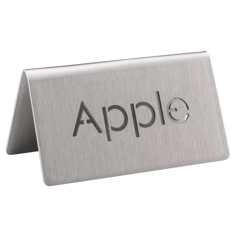 Service Ideas 1C-BF-APPLE-MOD Laser Cut ID Table Tent, Apple, Brushed Stainless