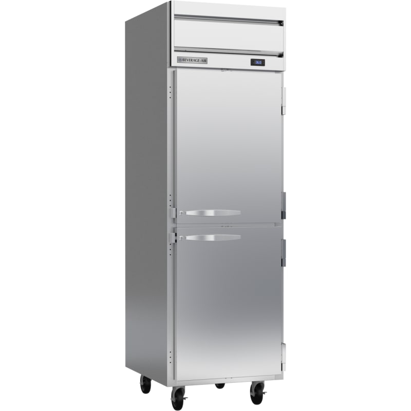 Beverage Air HR1HC-1HS-18 Horizon 26" 2 Solid Half-Door Reach-In Refrigerator, Left-Hinged