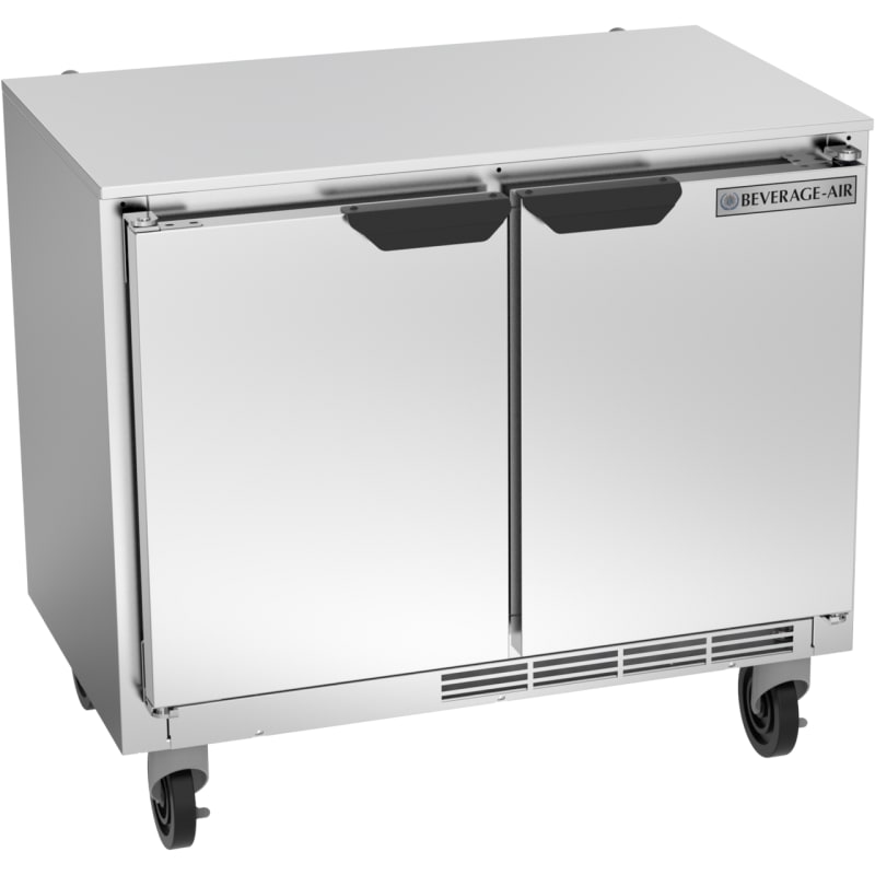 Beverage Air UCR34HC-104 34" 2-Door Undercounter Refrigerator w/ Low-Profile Casters