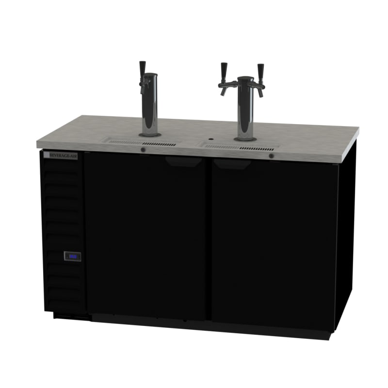 Beverage Air DD58HC-1-B 59" 2-Door Draft Beer Dispenser with 2 Towers and 3 Taps, 3-Keg Capacity
