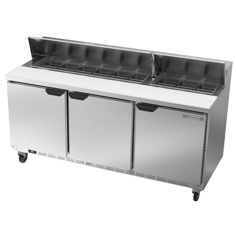 Beverage Air SPE72HC-18 72" 3-Door Refrigerated Sandwich Prep Table