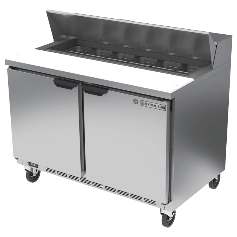 Beverage Air SPE48HC-12 48" 2-Door Refrigerated Sandwich Prep Table