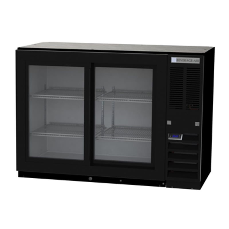 Beverage Air BB48HC-1-GS-B 48" Black Underbar Height Back Bar Cooler with 2 Sliding Glass Doors