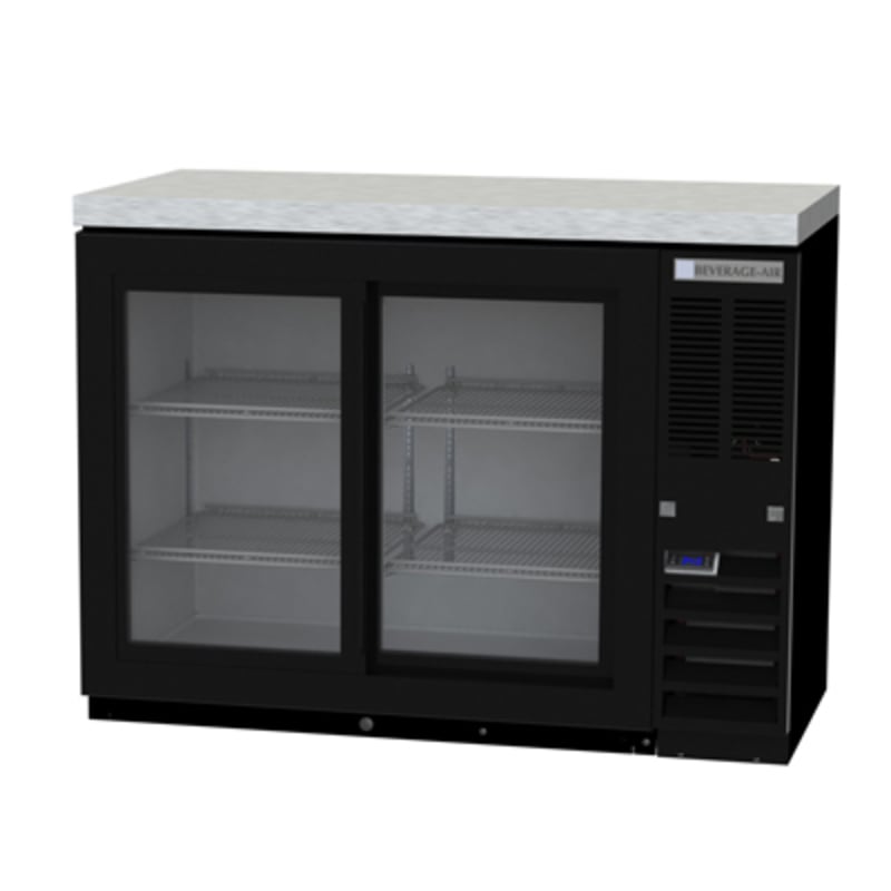 Beverage Air BB48HC-1-GS-B-27 48" Black Counter Height Back Bar Cooler with 2 Sliding Glass Doors