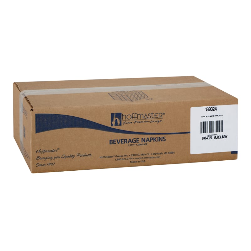 Hoffmaster 180324 Regal Embossed Burgundy Beverage Napkin, 4.75"