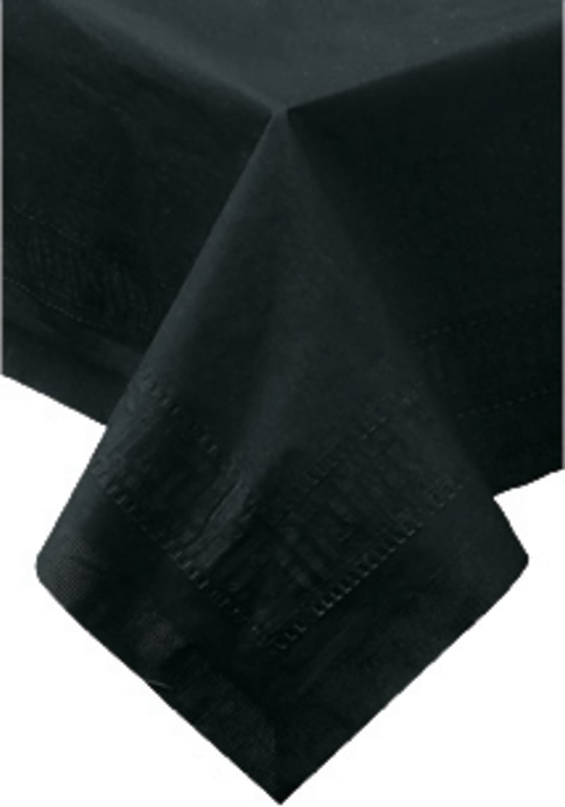 Hoffmaster 220613 Cellutex 54" x 108" Black Tissue/Poly Paper Table Cover