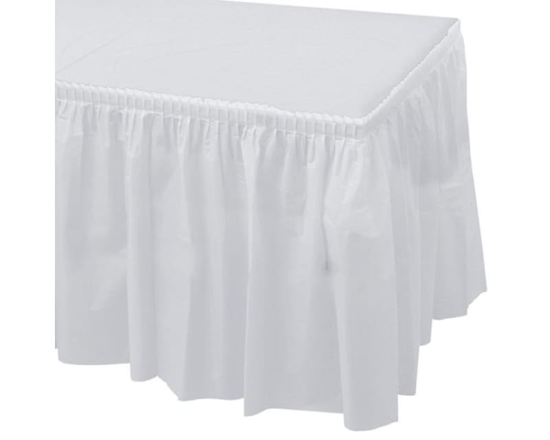 Hoffmaster 110010 14" x 29"  White Plastic Tableskirt