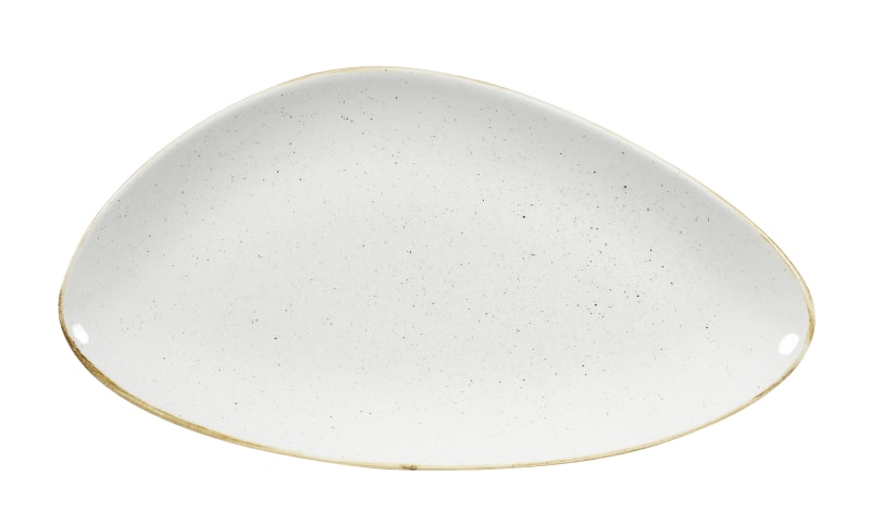 Churchill SWHSTC351 Stonecast Barley White Triangle Chefs Plate 13 3/4"X7 3/8"