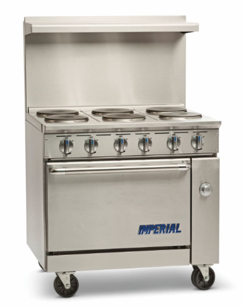 Imperial IR-6-E-240/1 Pro Series Electric Range 36" Wide with Oven, 240V, 1 Phase - Stainless Steel