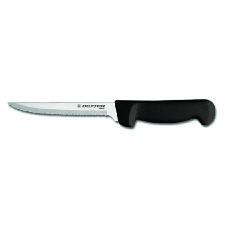 Dexter Russell P94848B 31628B Basics Black Handle 8 Inch Scalloped Edge High Carbon Steel Blade Utility Knife