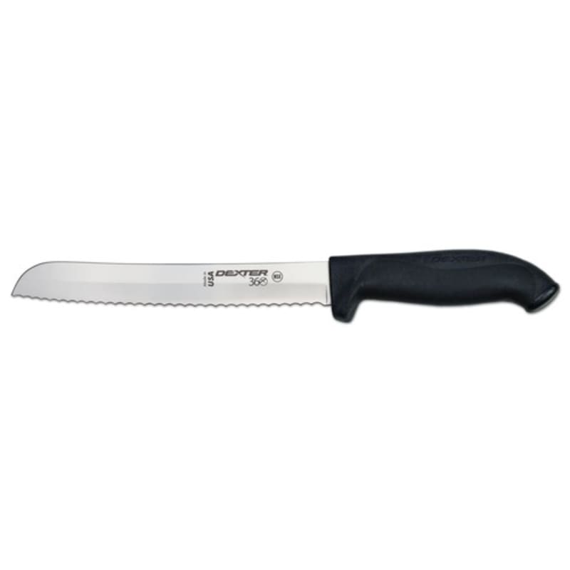 Dexter Russell S360-8SC-PCP 36007 360-Series 8 Inch DEXSTEEL High Carbon Steel Scalloped Bread Knife With Black Santoprene Handle