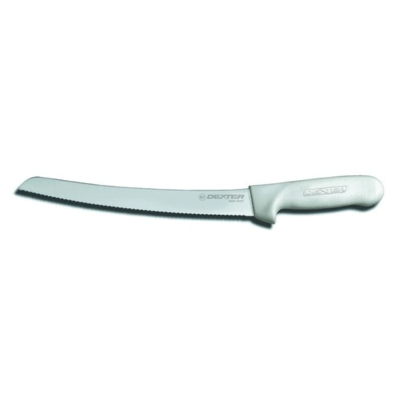 Dexter Russell S147-10SC-PCP 18173 Sani-Safe 10 Inch High Carbon Steel Curved Scalloped Bread Knife With Textured White Handle