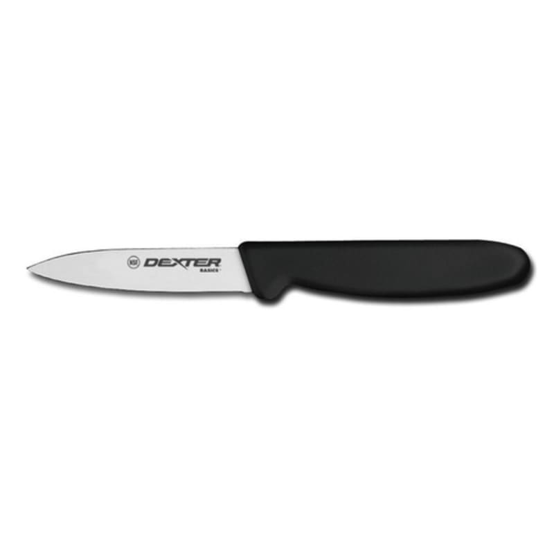 Dexter Russell P94843B Basics Tapered Paring Knife, 3-1/8", Black