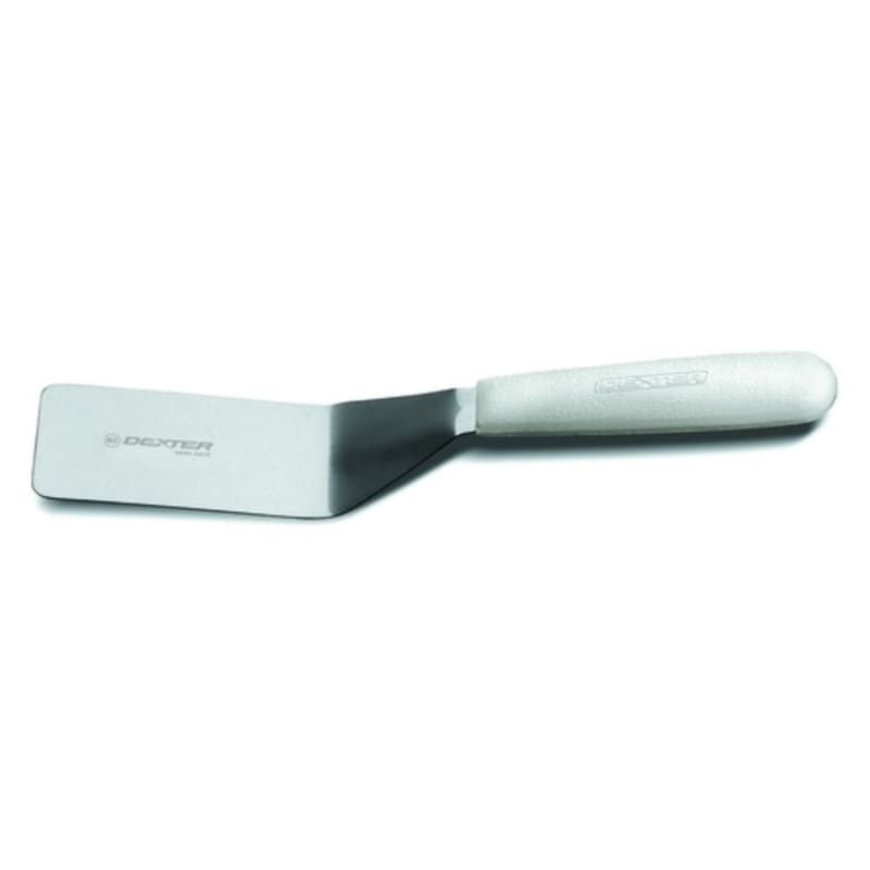 Dexter Russell S172 16463 Sani-Safe Collection Offset 4" x 2" Stainless Steel Blade NSF Certified Server Turner With White Textured Polypropylene Handle