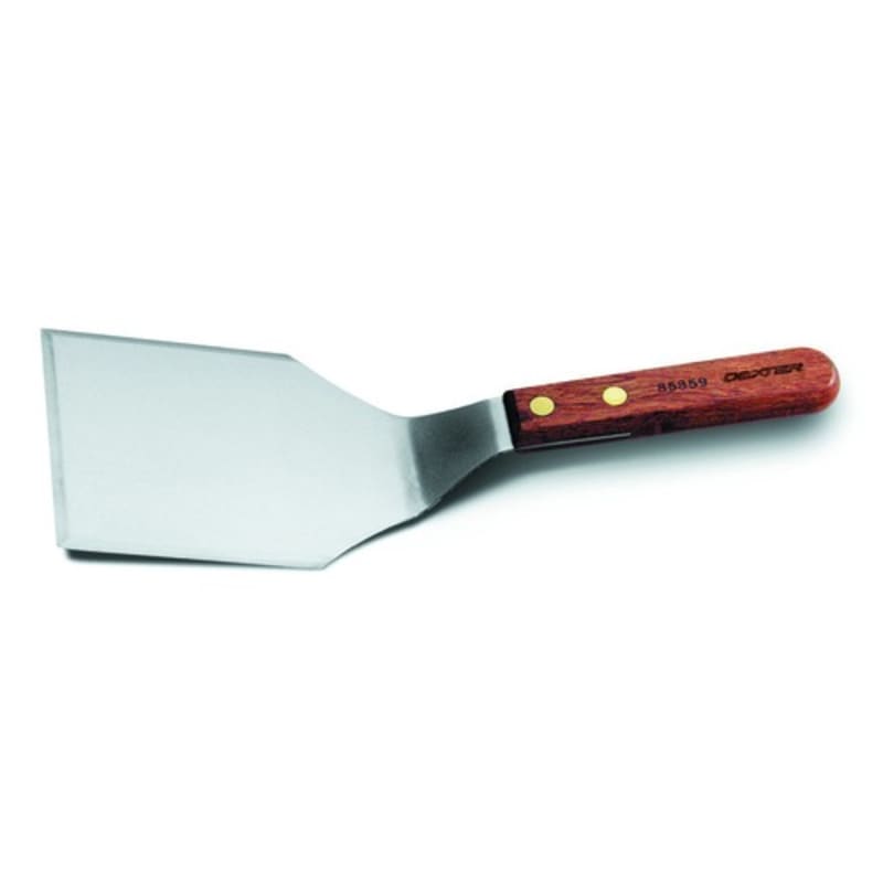 Dexter Russell 85859 16281 Traditional Collection Offset 5" x 4" Stainless Steel Blade Balanced Hamburger Turner With Rosewood Handle