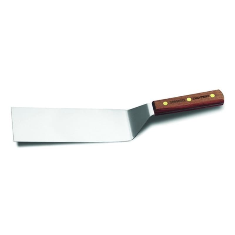 Dexter Russell S8698SQ-PCP 19710 Traditional Collection Square-Corner Offset 8" x 3" Stainless Steel Blade Hamburger Turner With Rosewood Handle In Perfect Cutlery Packaging