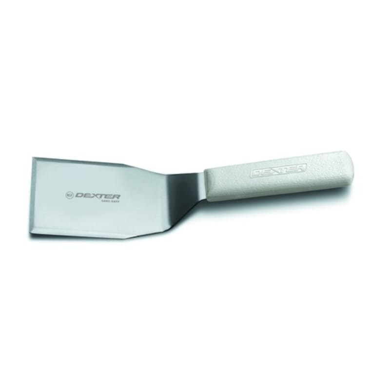 Dexter Russell S285-3 16433 Sani-Safe Collection Offset 4" x 3" Stainless Steel Blade NSF Certified Hamburger Turner With White Textured Polypropylene Handle