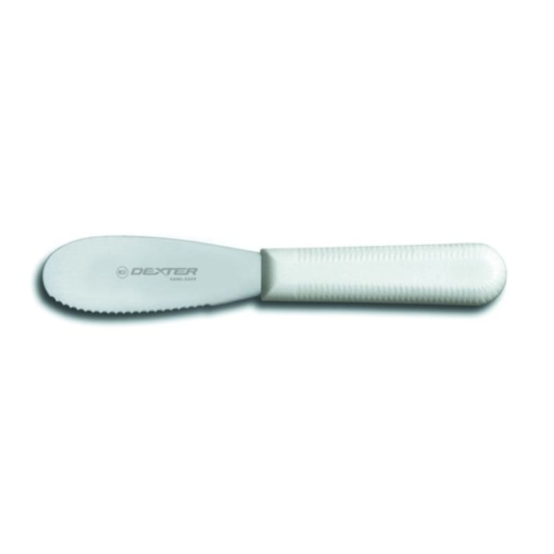 Dexter Russell S173SC-PCP 18213 White Handle Sani-Safe 3 1/2 Inch Scalloped Edge Stainless Steel Blade Sandwich Spreader In Packaging