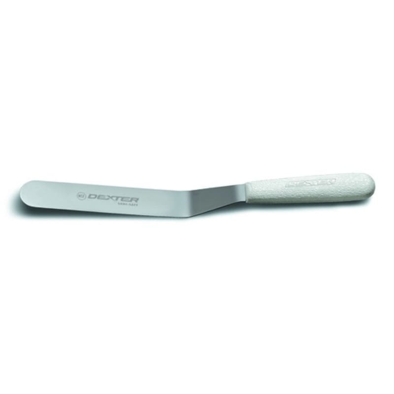 Dexter Russell S284-10B-PCP 19973 Sani-Safe Offset 10" Long Stainless Steel Blade Baker's Spatula With White Textured Polypropylene Handle In Perfect Cutlery Packaging