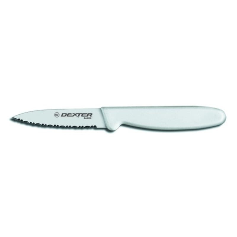 Dexter Russell P94846 31612 Basics 3.13 Inch High Carbon Steel Scalloped Paring Knife With White Handle