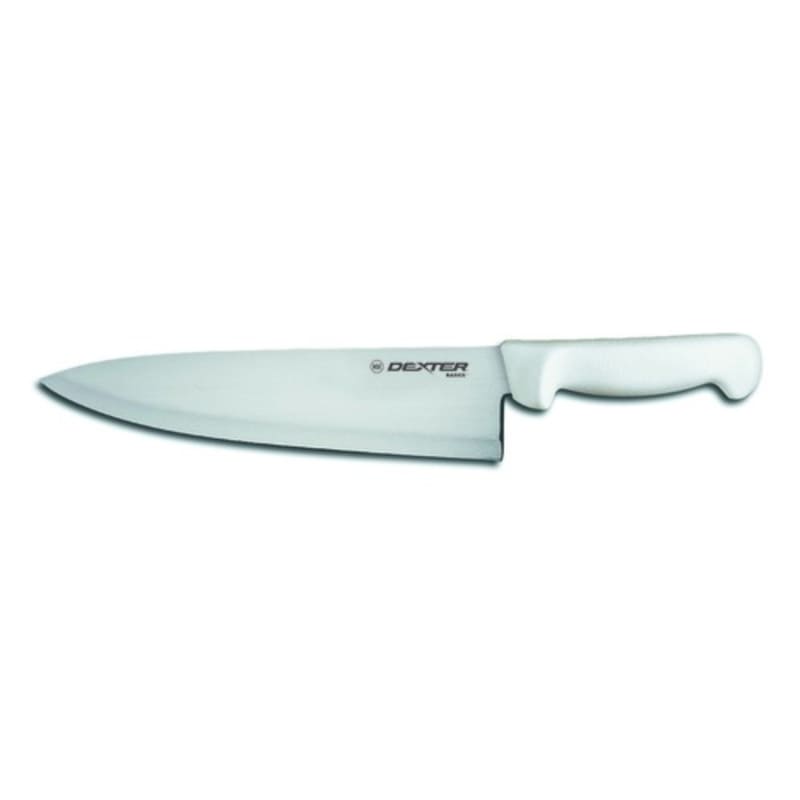 Dexter Russell P94831 31602 Basics 10 Inch High Carbon Steel Wide Cook Knife With White Textured Handle