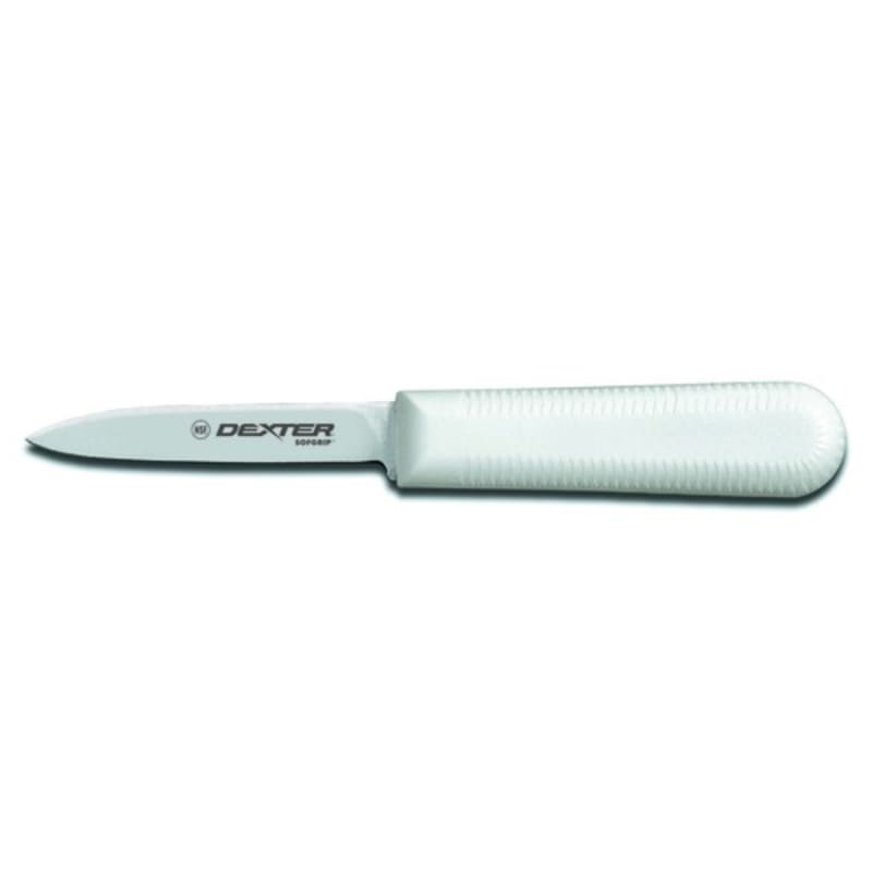 Dexter Russell SG104-PCP 24333 SofGrip 3.25 Inch High Carbon Steel Paring Knife With White Rubber Handle