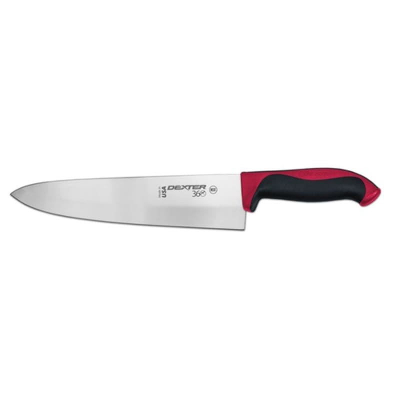 Dexter Russell S360-10R-PCP 36006R 360 Series 10 Inch DEXSTEEL High Carbon Steel Cook Knife With Red Santoprene Handle