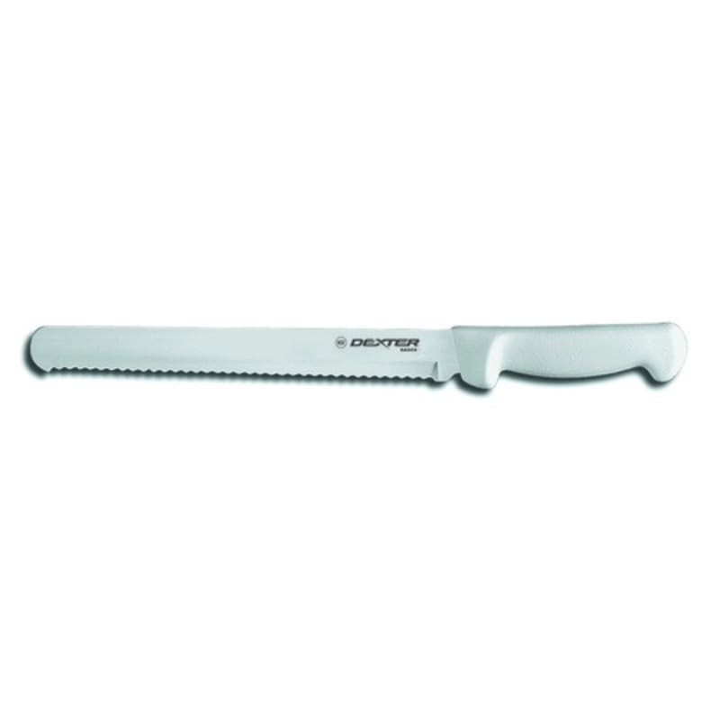 Dexter Russell P94805 31605 Basics White Handle 12 Inch Scalloped Edge High Carbon Steel Slicer / Bread Knife
