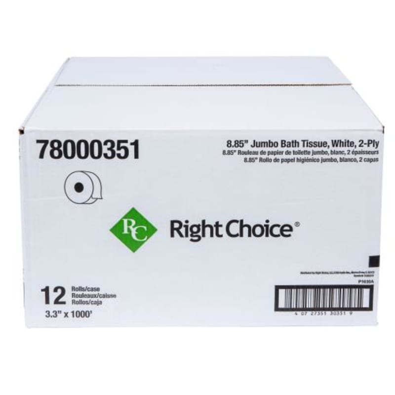 Right Choice™ 78000351 2-Ply Jumbo Toilet Paper Roll, Recycled Paper
