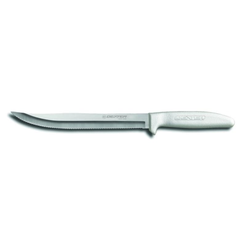 Dexter Russell S142-8SC-PCP 13553 Sani-Safe White Handle 8 Inch Scalloped Edge Blade Utility Slicer Knife In Packaging