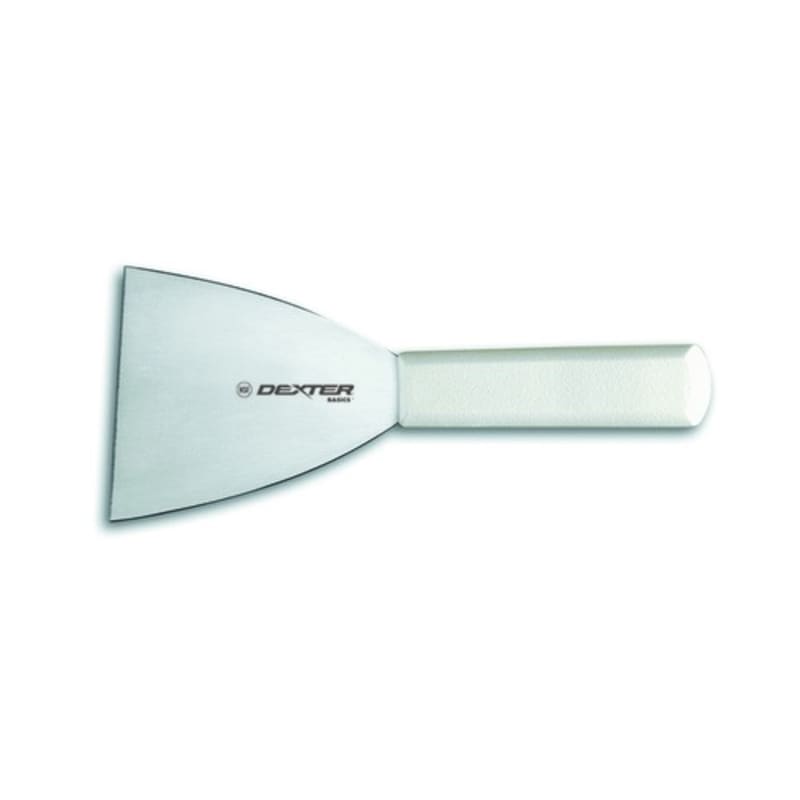 Dexter Russell P94850 31640 Basics Collection 8 1/2" Long Stiff 4" Stainless Steel Blade NSF Certified Griddle Scraper With White Polypropylene Handle