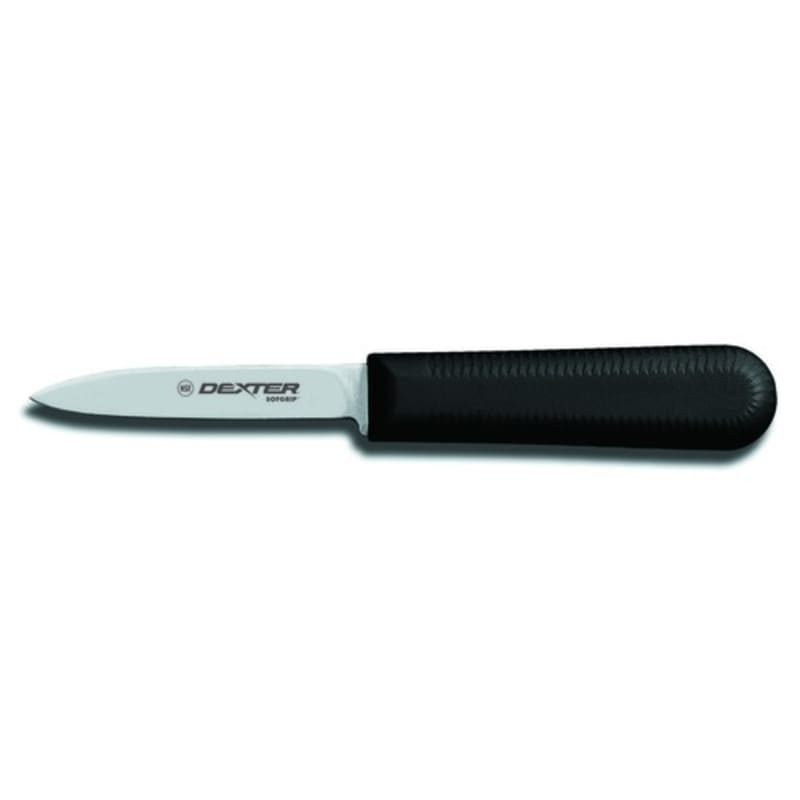 Dexter Russell SG104B-PCP 24333B SofGrip 3.25 Inch High Carbon Steel Paring Knife With Black Rubber Handle
