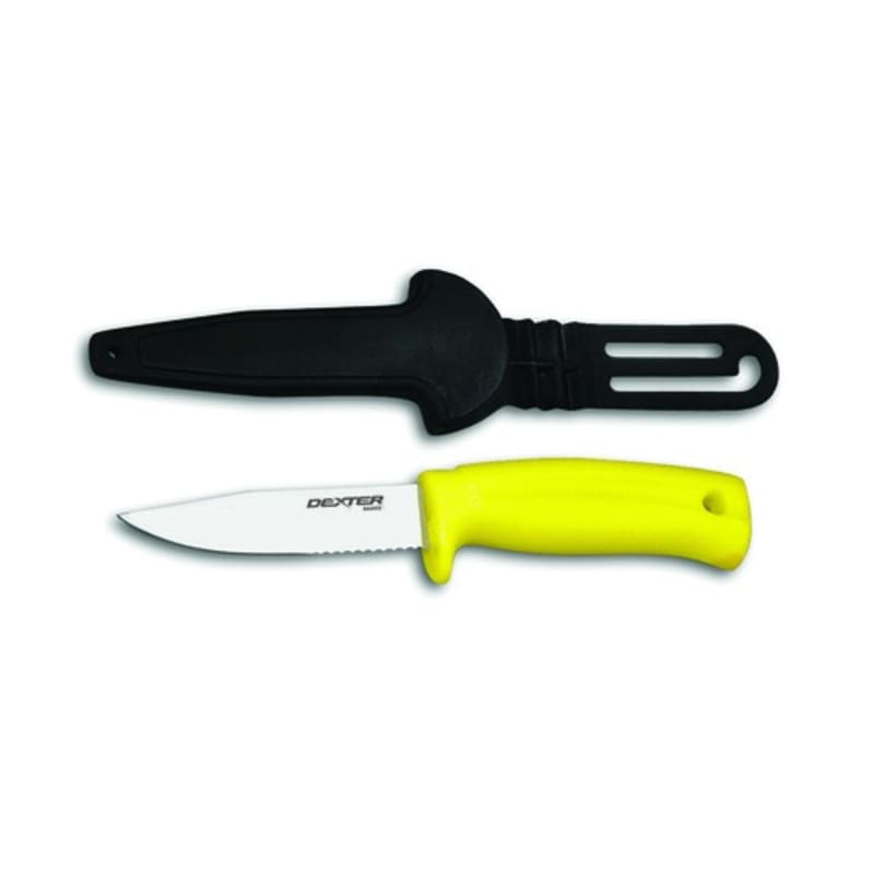 Dexter Russell P10885 31431 4 Inch Basics High Carbon Steel Net Knife With Black Sheath And Yellow Handle