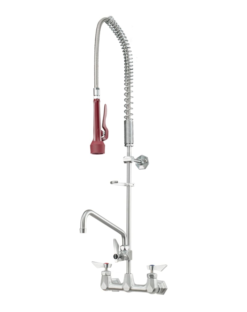 Krowne DX-109 Diamond Series 8" Center Wall Mount Pre-Rinse With Add On Faucet; 12" Spout