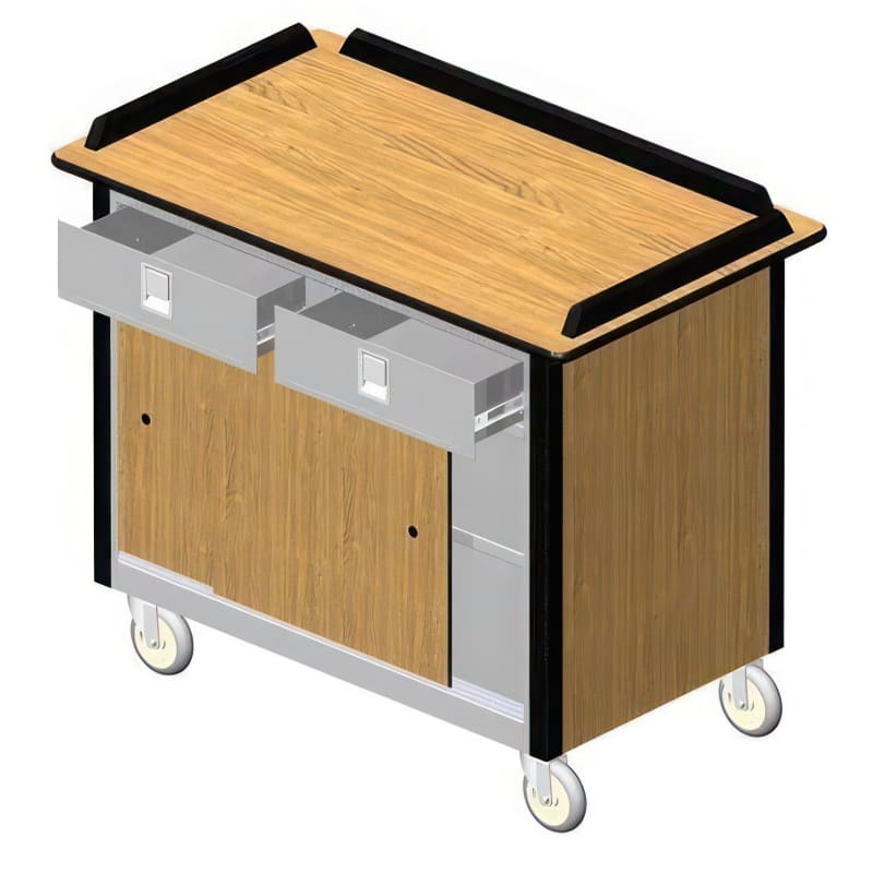 Lakeside Manufacturing 69020B Mobile Hydration Station, (1) Storage Compartment with Sliding Doors, (2) 3-in. Utility Drawers, Black Laminate Finish