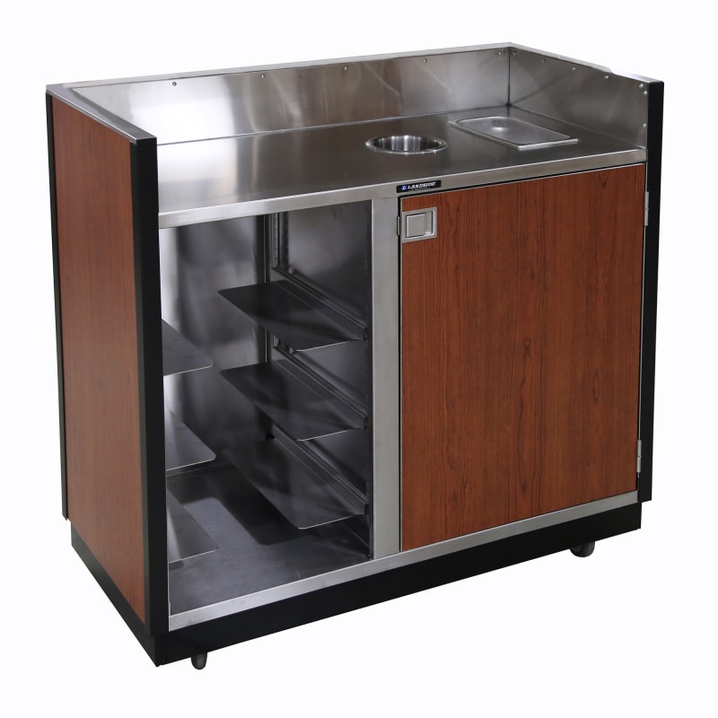 Lakeside Manufacturing 4612B Bussing Station, 4 Tub Capacity, Black Laminate Finish