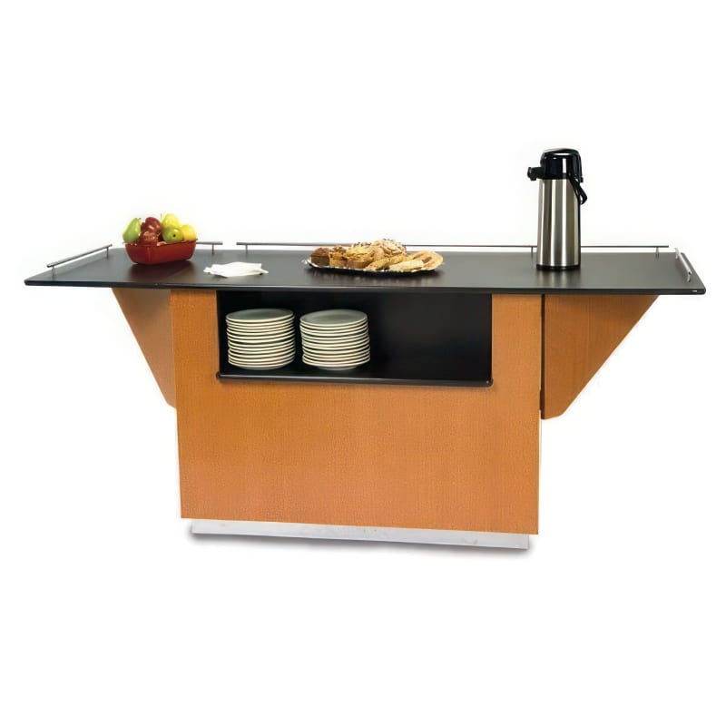 Lakeside Manufacturing 6850HRM Breakout Dining Station with Laminate Finish, Drop Leaves, (2) Interior Compartments, (1) 30-1/2" x 83" Top, Hard Rock Maple Laminate Finish