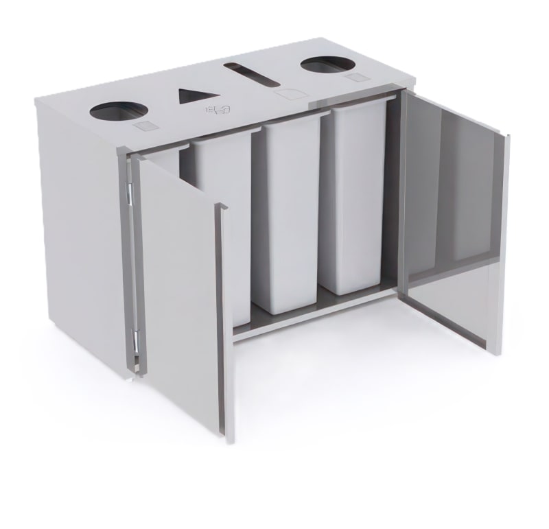 Lakeside Manufacturing 3318 Top Access Waste and Recycling Station, Stainless Steel, (4) Compartments, (4) 23 Gallon Capacity