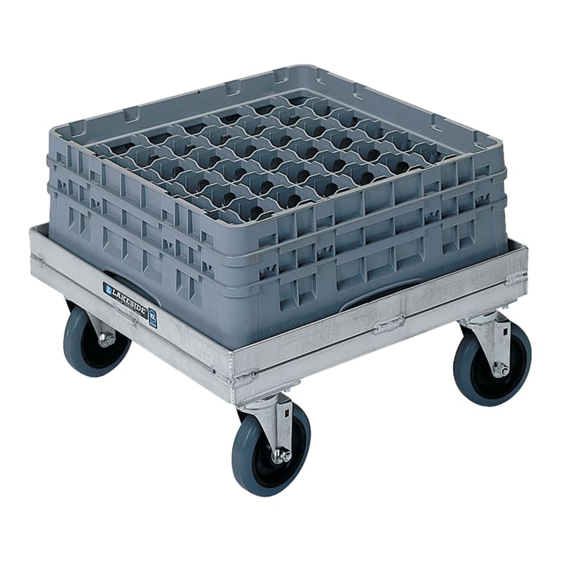 Lakeside Manufacturing 337 Mobile Cup and Glass Rack Dolly Aluminum, Optional Handle, (1) 20 5/8 x 20 5/8-in. Platform, 700-Lb.Capacity
