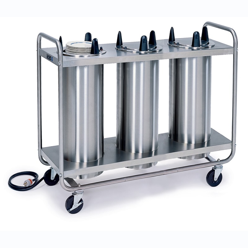 Lakeside Manufacturing 8310 Mobile Plate Dispenser, Heated, Tubular Frame, Three Stack, for 9-1/4 to 10-1/8 Inch Plates