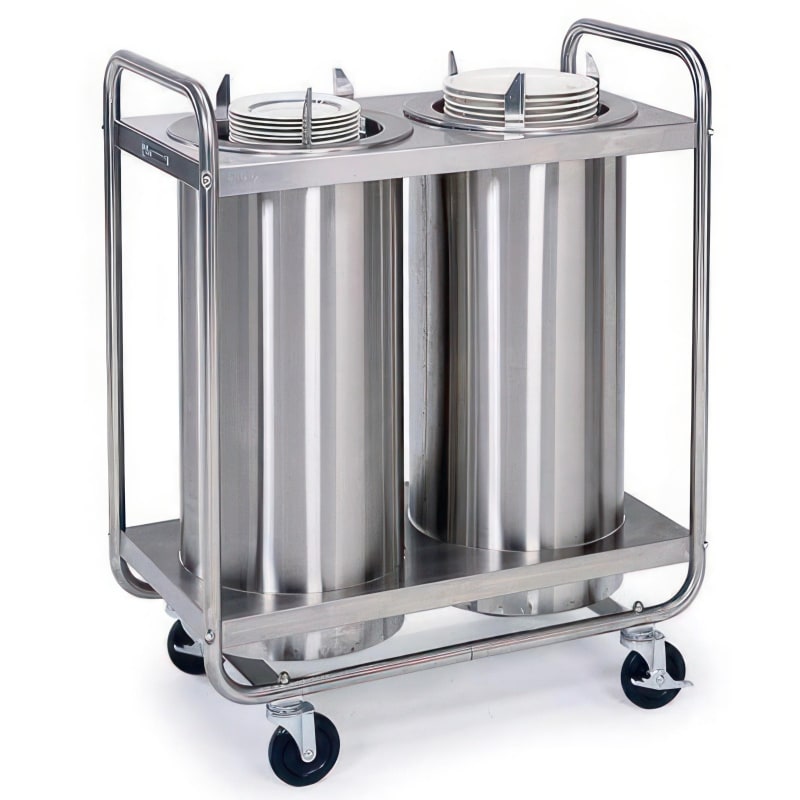 Lakeside Manufacturing 773 Mobile Plate Dispenser, Non-Heated, Adjust-a-Fit Tubular Frame, Two Stack for 6-1/2 to 9-3/4 Inch Plates